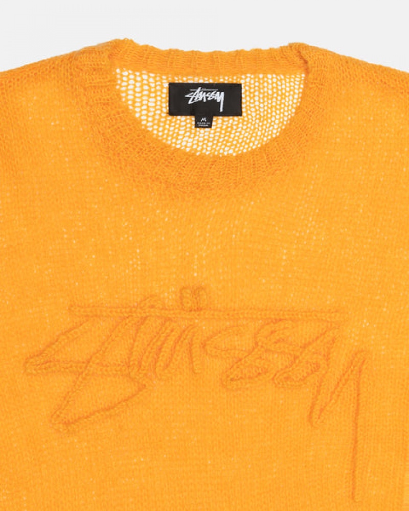 Orange Men's Stussy Loose Knit Sweaters KSA | TUJ-9850