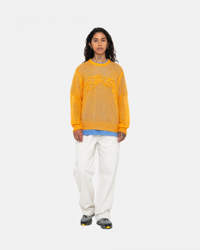 Orange Men's Stussy Loose Knit Sweaters KSA | TUJ-9850