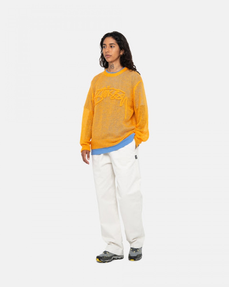 Orange Men's Stussy Loose Knit Sweaters KSA | TUJ-9850