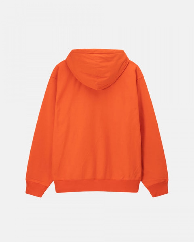 Orange Men's Stussy Overdyed Stock Logo Hoodie KSA | BHM-5267