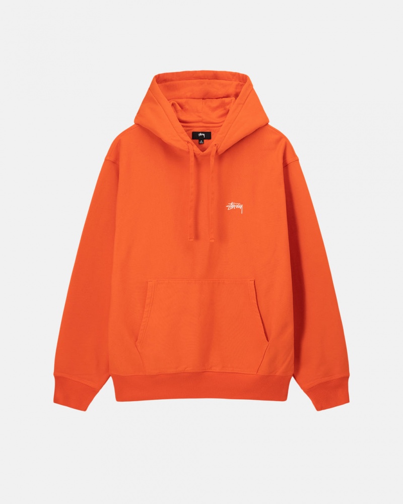 Orange Men\'s Stussy Overdyed Stock Logo Hoodie KSA | BHM-5267