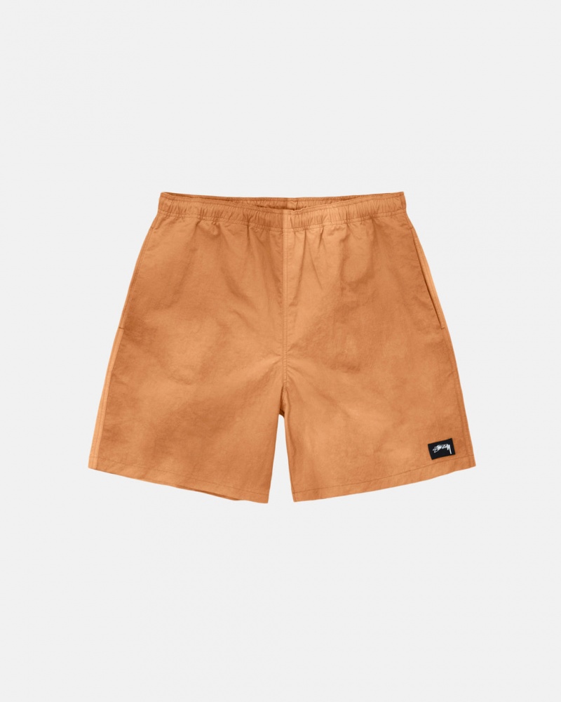 Orange Men\'s Stussy Wave Dye Nylon Shorts KSA | FUB-2028