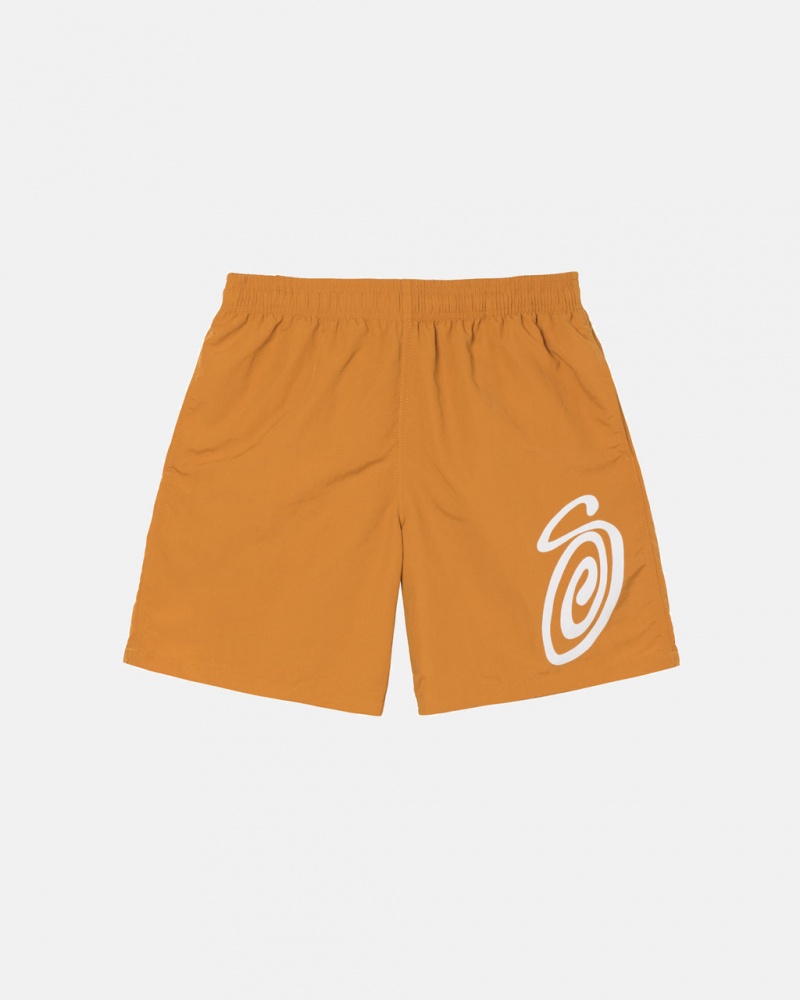 Orange Women\'s Stussy Curly S Water Short Swimwear KSA | OKL-4837