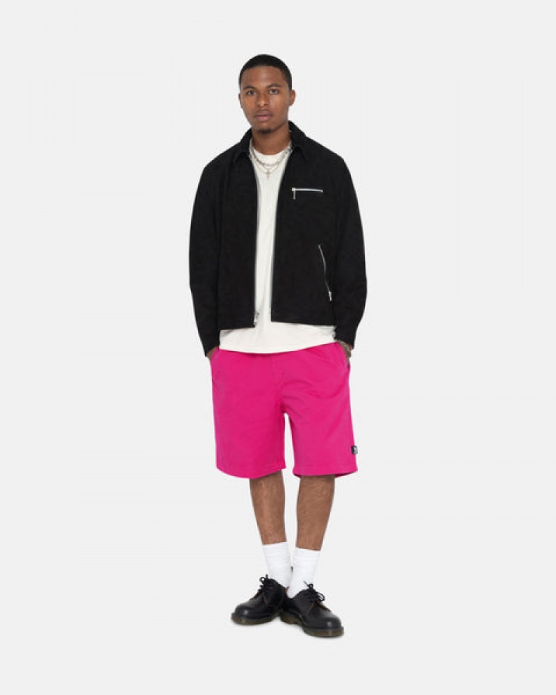 Pink Men's Stussy Brushed Beach Shorts KSA | DGF-9496