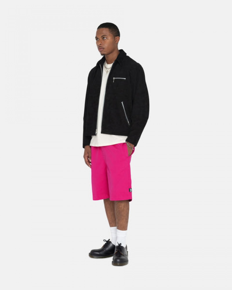 Pink Men's Stussy Brushed Beach Shorts KSA | DGF-9496