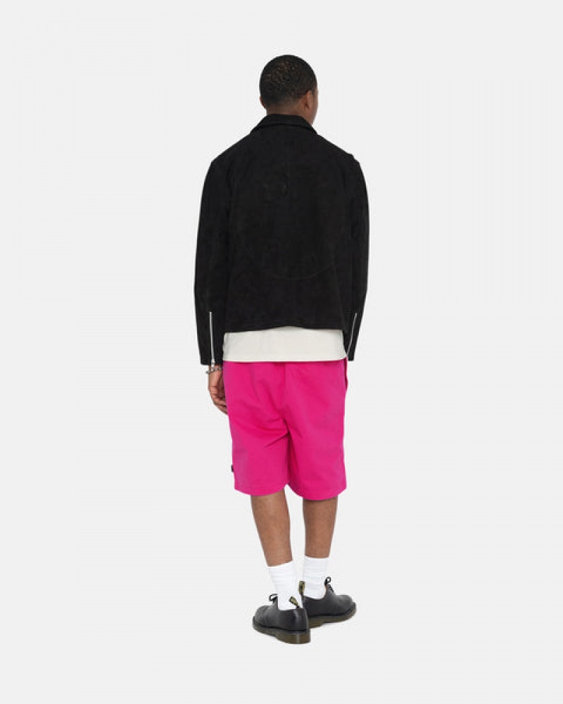 Pink Men's Stussy Brushed Beach Shorts KSA | DGF-9496