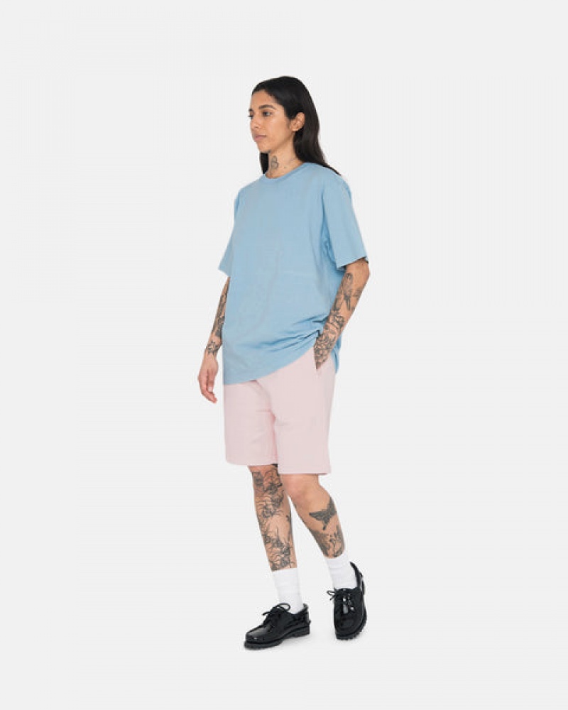 Pink Women's Stussy Overdyed Stock Logo Shorts KSA | DAW-6737