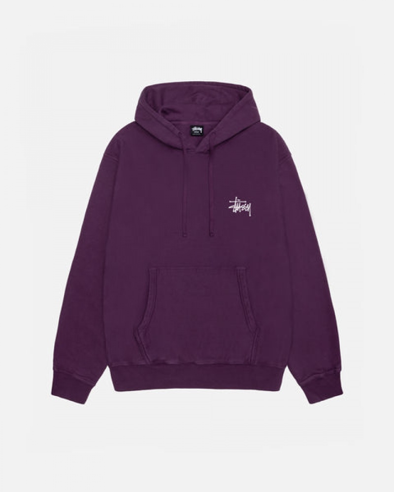 Purple Men's Stussy Basic Stussy Hoodie Pigment Dyed Hoodie KSA | GFI-1147