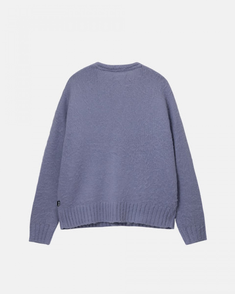 Purple Men's Stussy Brushed Cardigan Sweaters KSA | WBR-6687