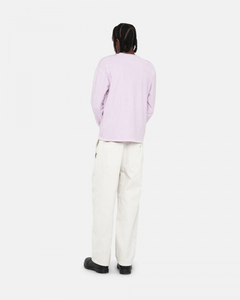 Purple Men's Stussy Lazy Ls Tee Tops KSA | YXW-3853