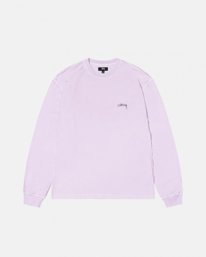 Purple Men\'s Stussy Lazy Ls Tee Tops KSA | YXW-3853