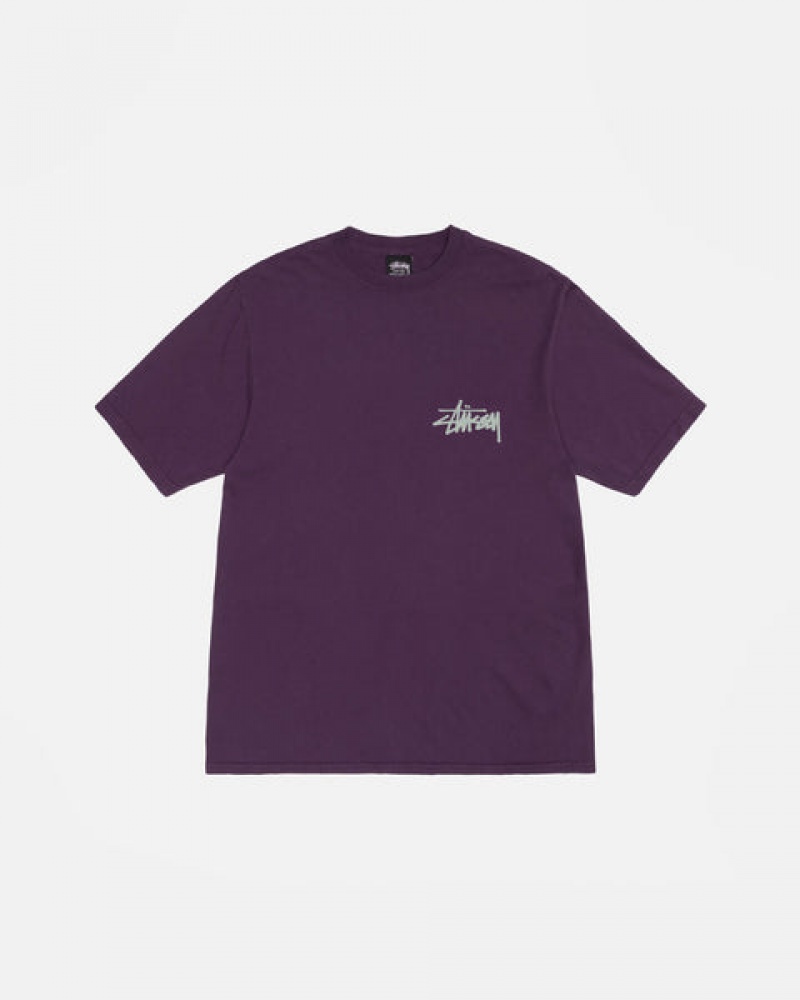 Purple Men's Stussy Old Phone Tee Pigment Dyed Tees KSA | SYP-2188