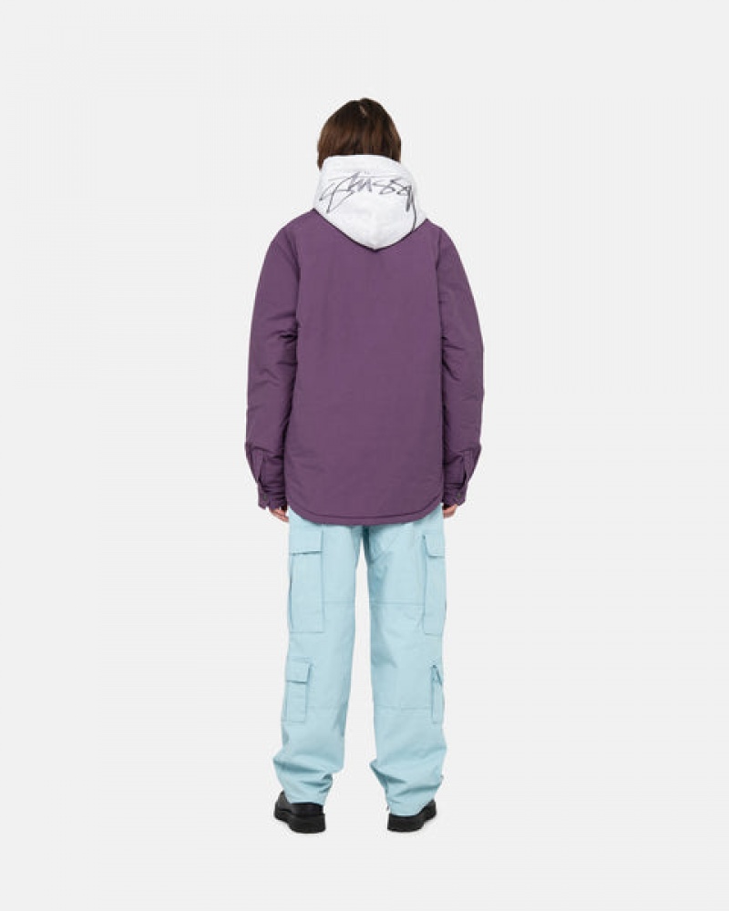 Purple Men's Stussy Padded Tech Over Shirt Jackets KSA | QNN-2822