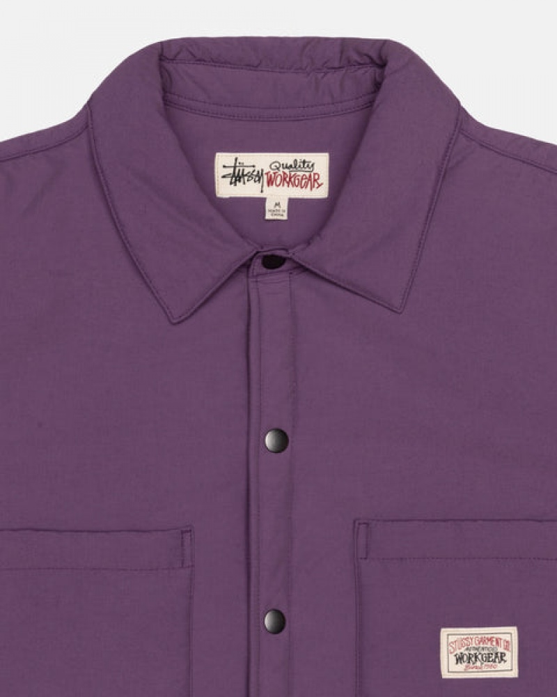 Purple Men's Stussy Padded Tech Over Shirt Jackets KSA | QNN-2822