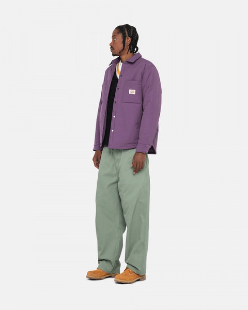 Purple Men's Stussy Padded Tech Over Shirt Jackets KSA | QNN-2822