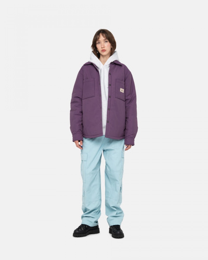 Purple Men's Stussy Padded Tech Over Shirt Jackets KSA | QNN-2822