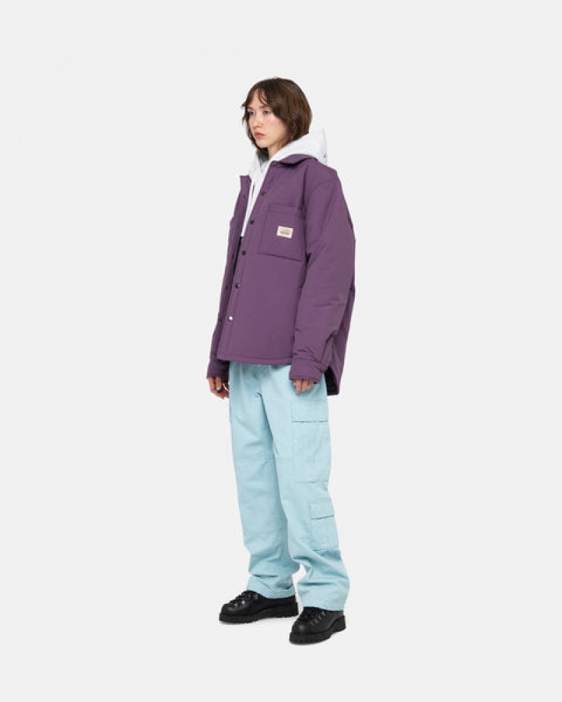 Purple Men's Stussy Padded Tech Over Shirt Jackets KSA | QNN-2822