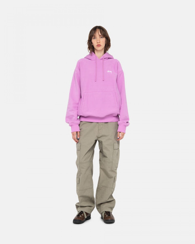 Purple Men's Stussy Stock Logo Hood Sweatshirts KSA | ISY-8313