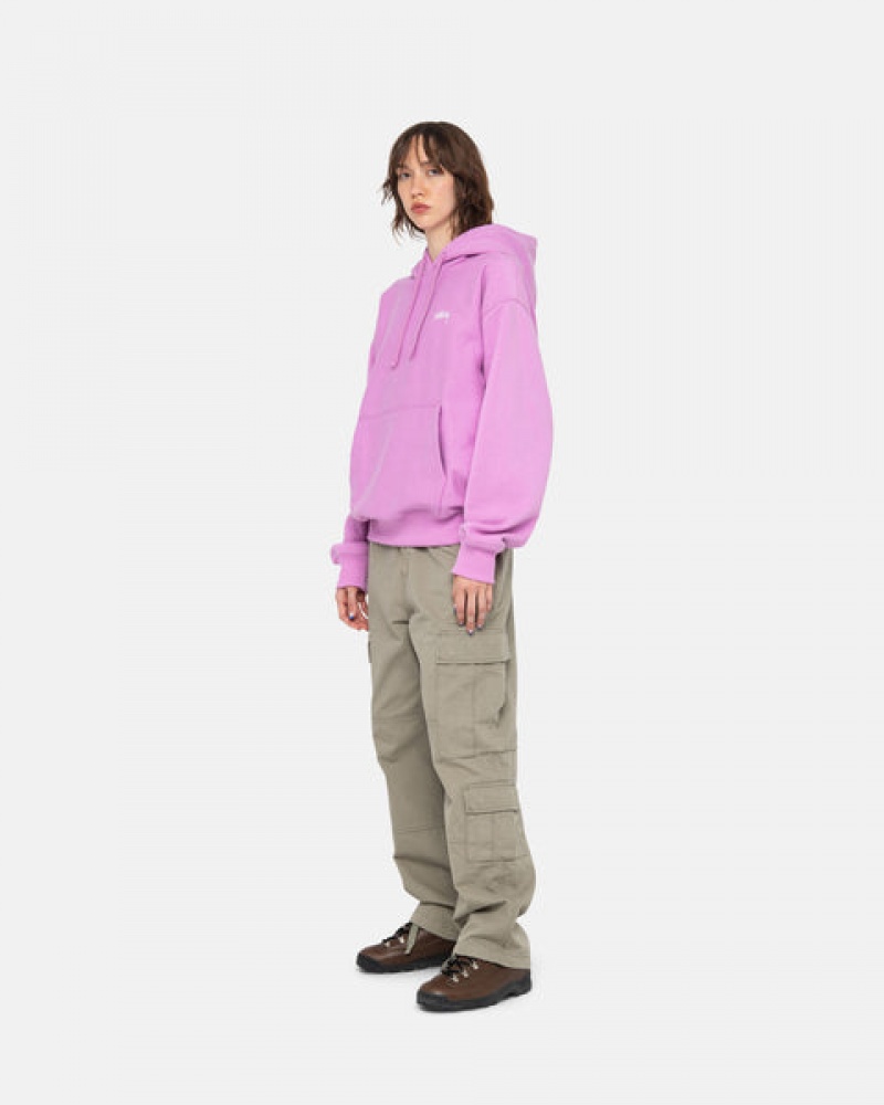 Purple Men's Stussy Stock Logo Hood Sweatshirts KSA | ISY-8313