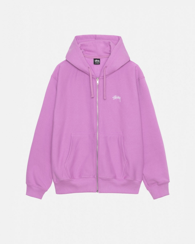 Purple Men\'s Stussy Stock Logo Zip Hood Sweatshirts KSA | OWD-5737