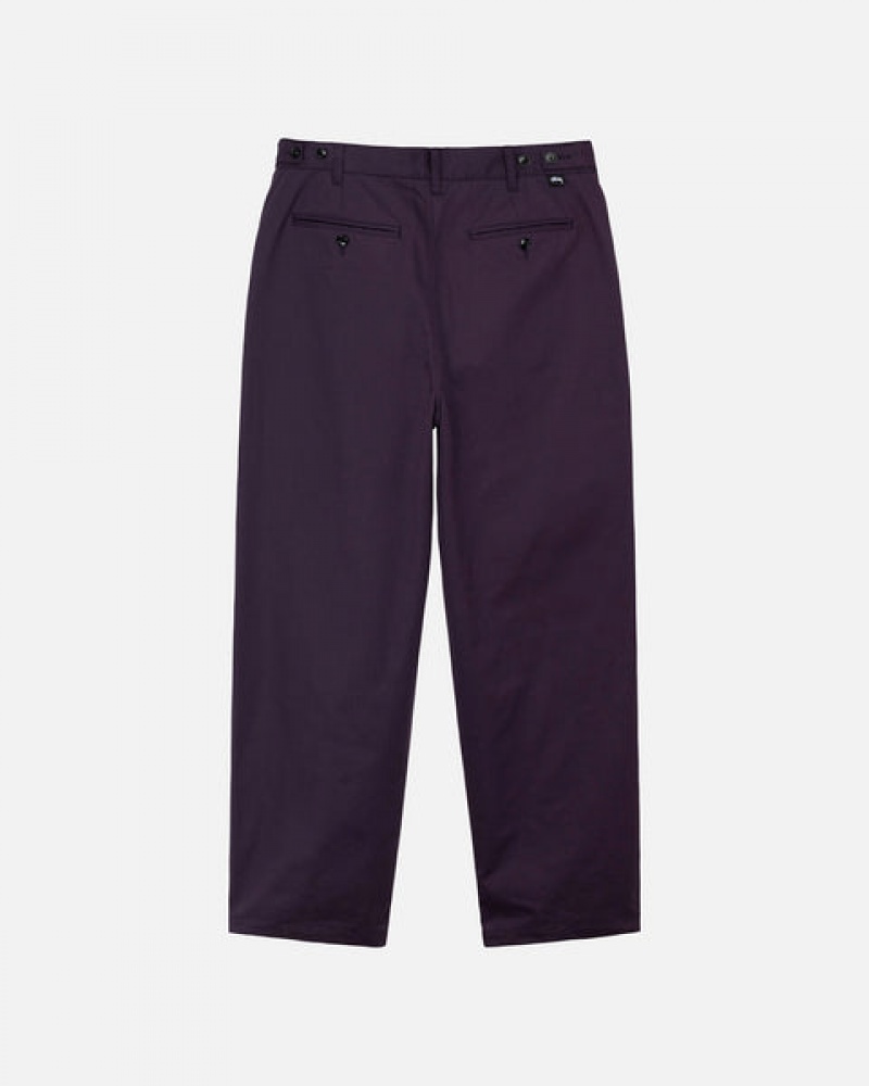 Purple Men's Stussy Twill Volume Pleated Trouser Pants KSA | ZHZ-8447