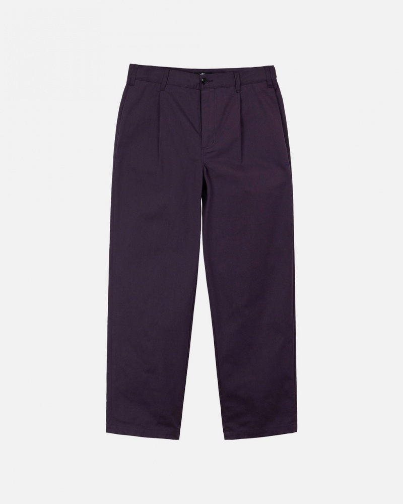 Purple Men\'s Stussy Twill Volume Pleated Trouser Pants KSA | ZHZ-8447