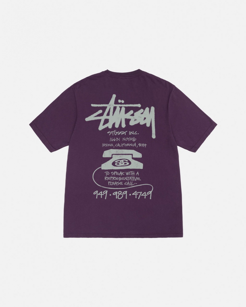 Purple Women\'s Stussy Old Phone Tee Pigment Dyed Tees KSA | AOK-6819