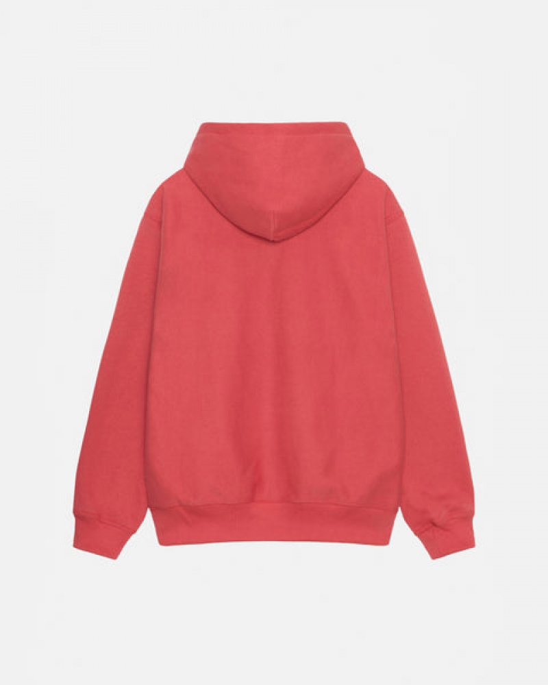 Red Men's Stussy Basic Applique Hood Sweatshirts KSA | JLT-5083