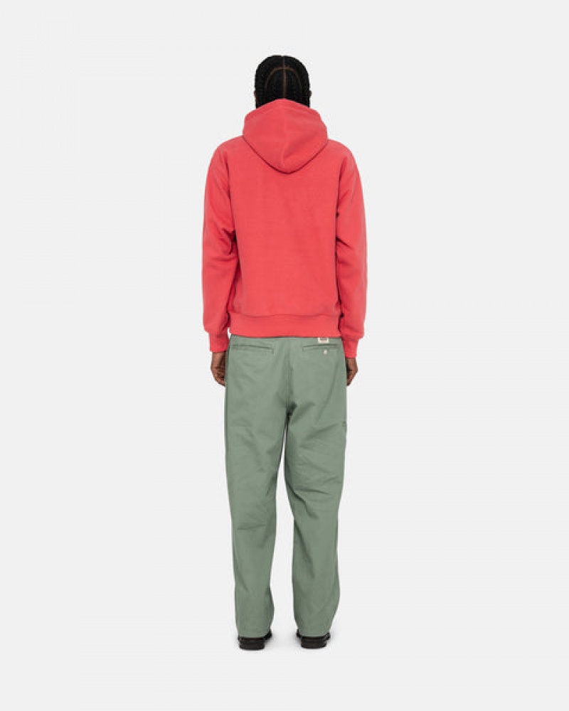 Red Men's Stussy Basic Applique Hood Sweatshirts KSA | JLT-5083