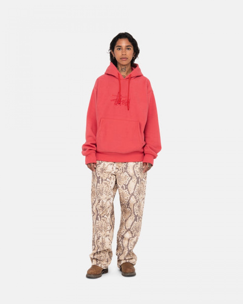 Red Men's Stussy Basic Applique Hood Sweatshirts KSA | JLT-5083