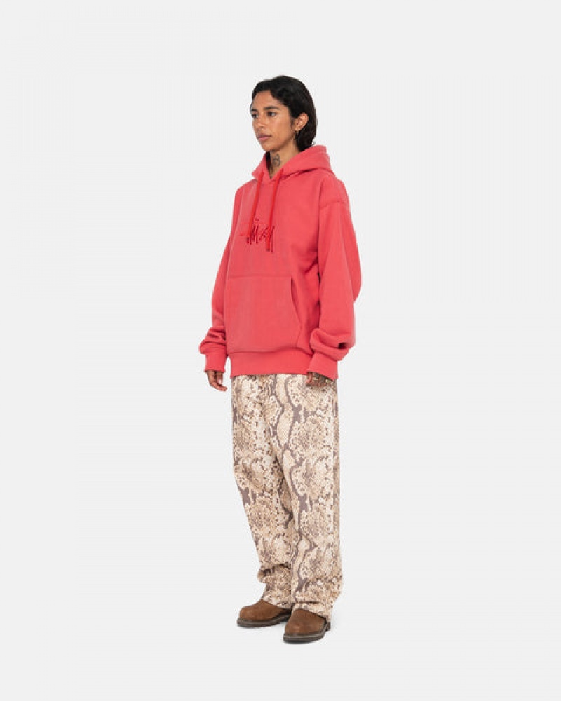 Red Men's Stussy Basic Applique Hood Sweatshirts KSA | JLT-5083