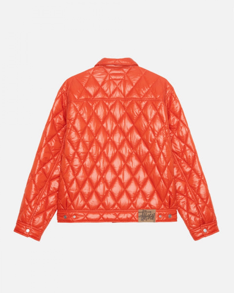 Red Men's Stussy Ranch Jacket Quilted Nylon Jackets KSA | XNQ-6701