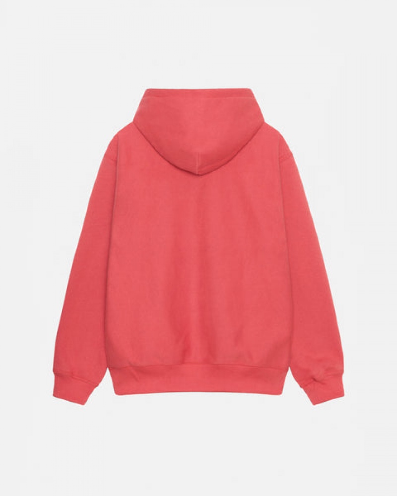 Red Men's Stussy Stock Logo Applique Hood Sweatshirts KSA | VKM-2046