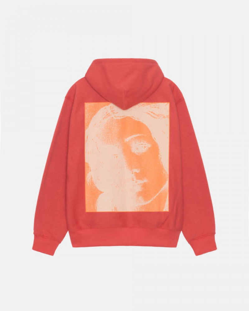 Red Men's Stussy Venus Zip Hood Sweatshirts KSA | LIN-1285