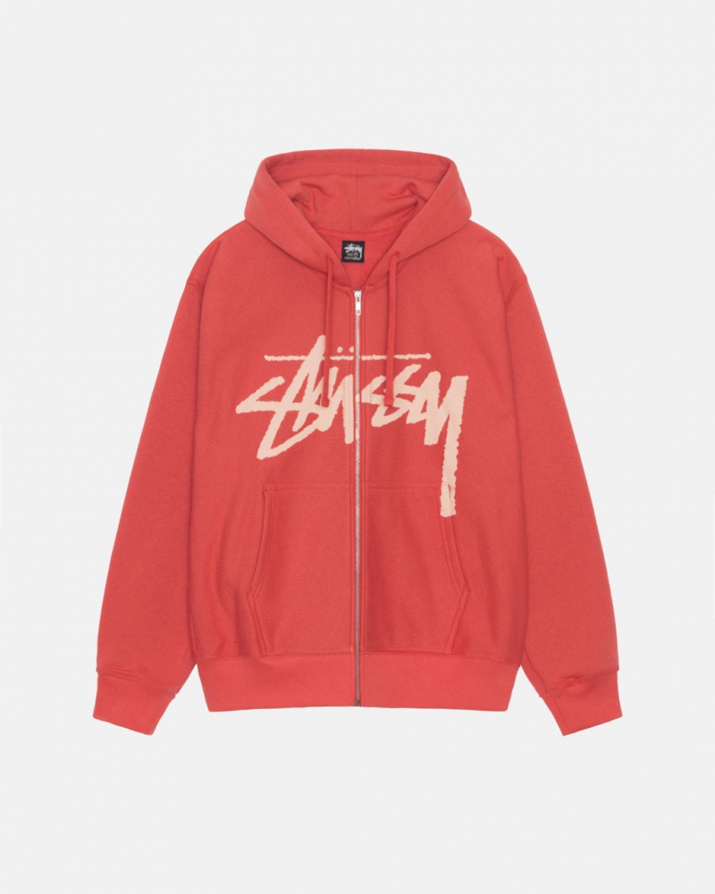 Red Men\'s Stussy Venus Zip Hood Sweatshirts KSA | LIN-1285