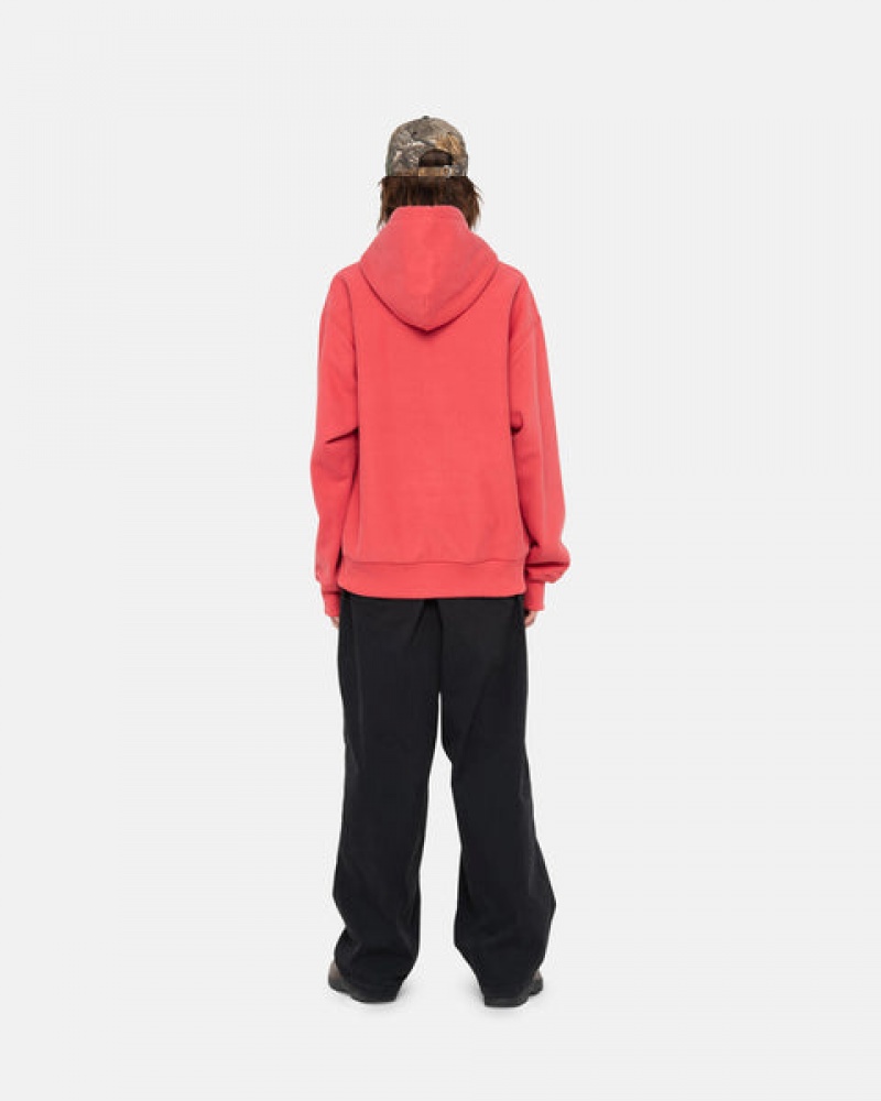 Red Women's Stussy Stock Logo Applique Hood Sweatshirts KSA | ORC-2462