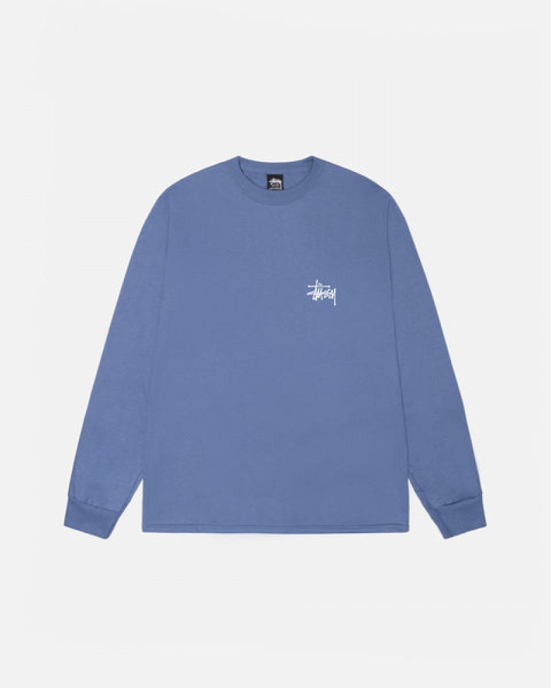 Royal Blue Men's Stussy Basic Stussy Ls Tees KSA | YLO-6017