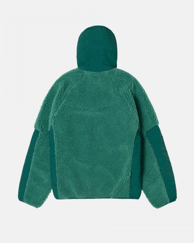 Turquoise Men's Stussy Sherpa Paneled Hooded Jackets KSA | KAH-7218