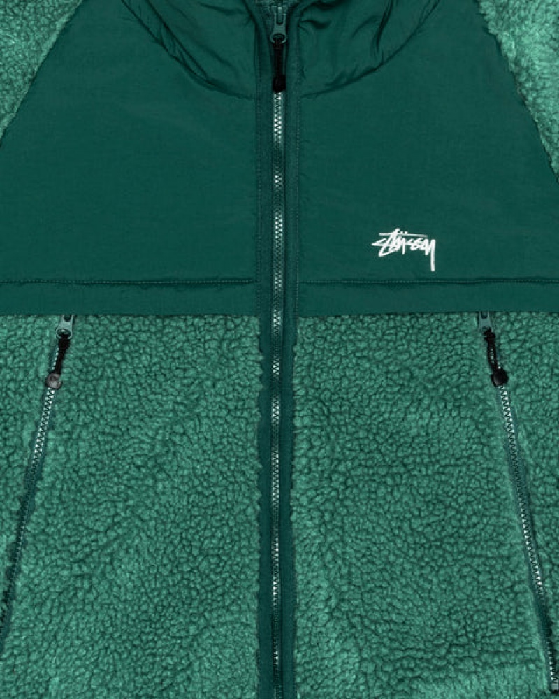 Turquoise Men's Stussy Sherpa Paneled Hooded Jackets KSA | KAH-7218