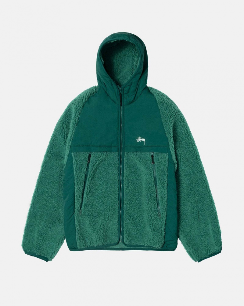 Turquoise Men\'s Stussy Sherpa Paneled Hooded Jackets KSA | KAH-7218