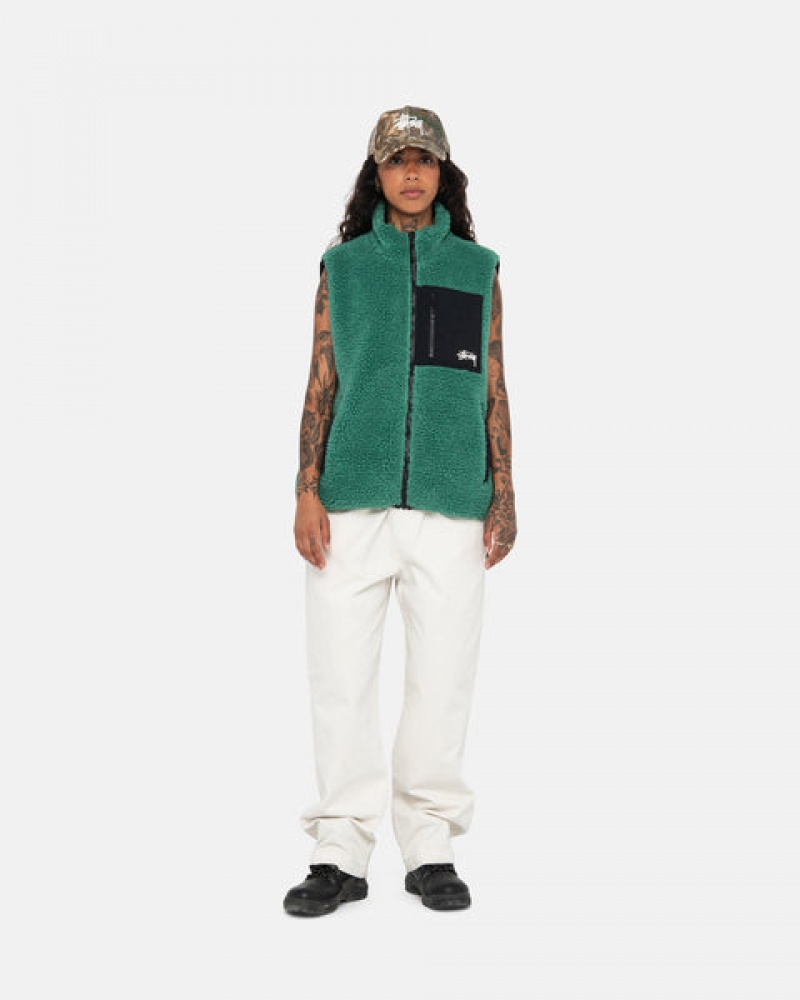 Turquoise Men's Stussy Sherpa Reversible Vest KSA | YLG-6475