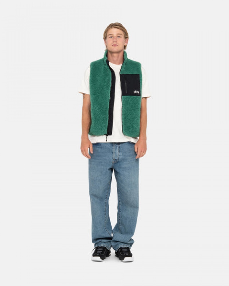 Turquoise Men's Stussy Sherpa Reversible Vest KSA | YLG-6475