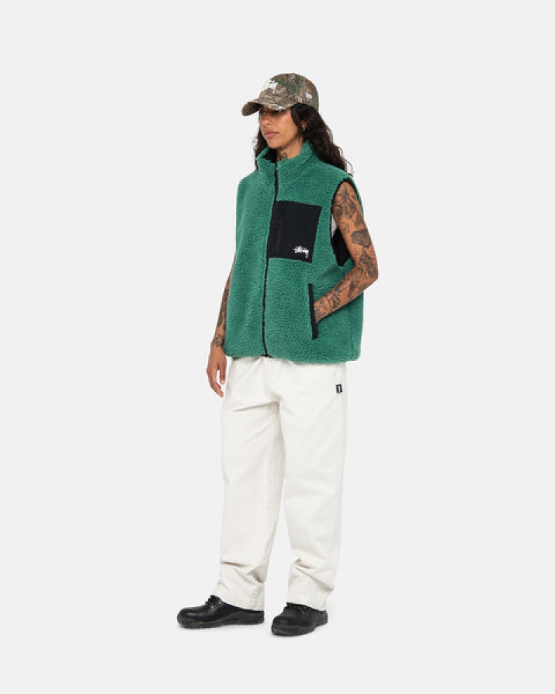 Turquoise Men's Stussy Sherpa Reversible Vest KSA | YLG-6475