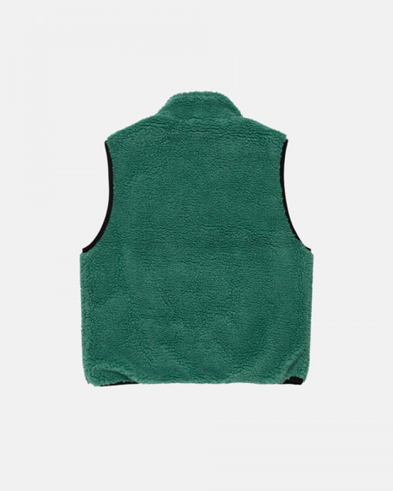 Turquoise Men's Stussy Sherpa Reversible Vest KSA | YLG-6475