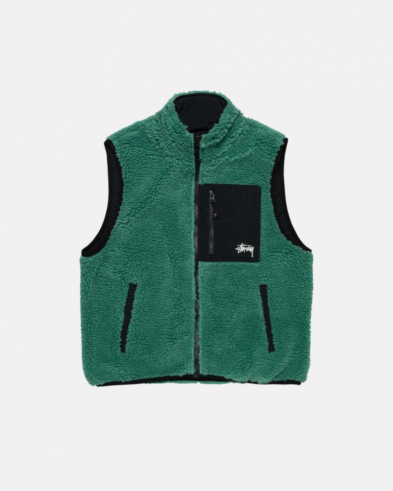 Turquoise Men\'s Stussy Sherpa Reversible Vest KSA | YLG-6475