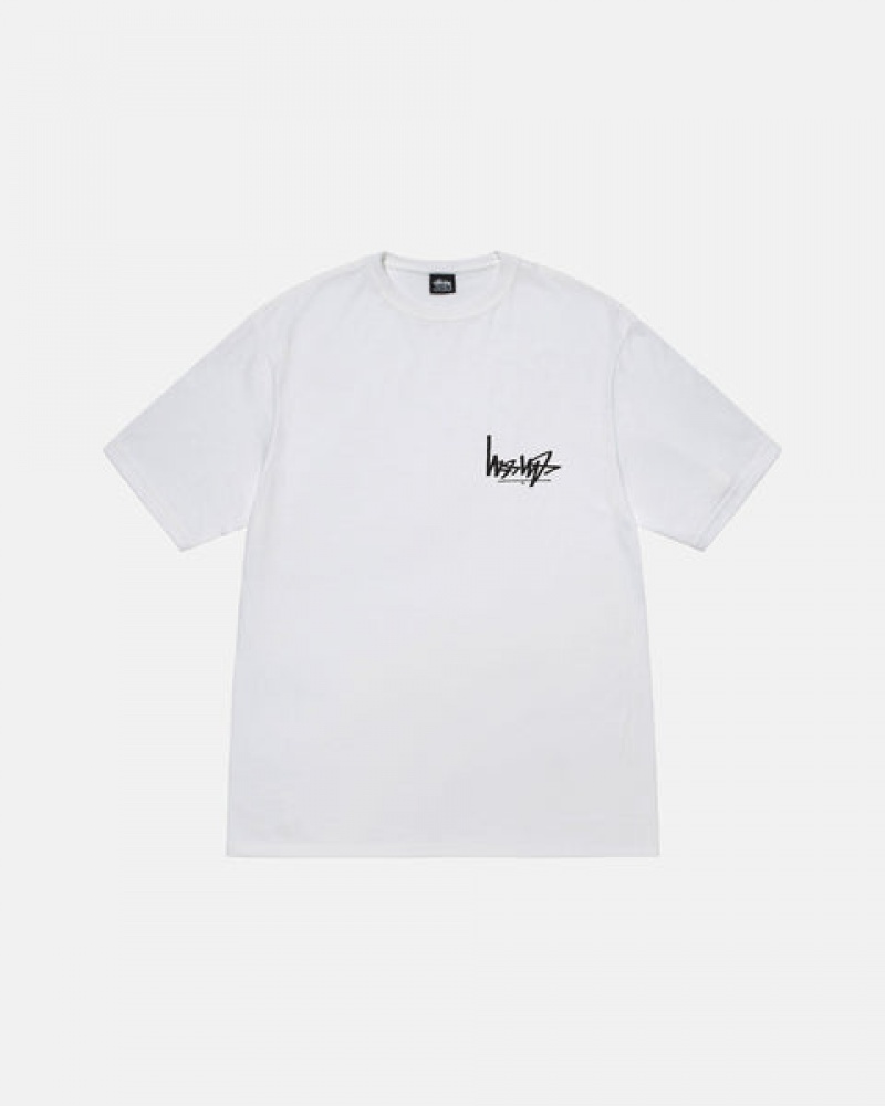 White Men's Stussy Flipped Tees KSA | JSO-2984