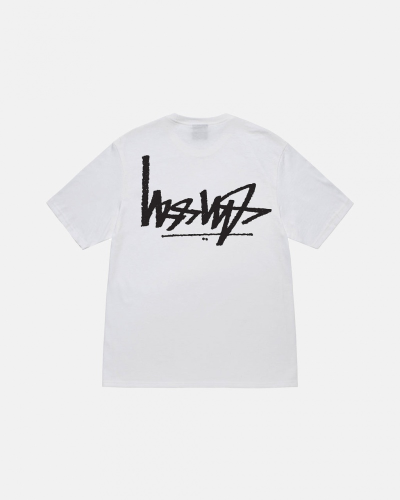 White Men\'s Stussy Flipped Tees KSA | JSO-2984