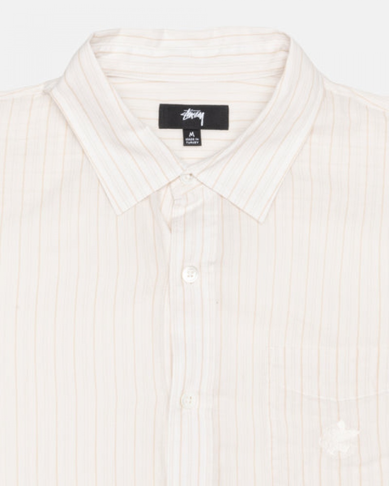 White Men's Stussy Light Weight Classic Shirts KSA | HLC-2356