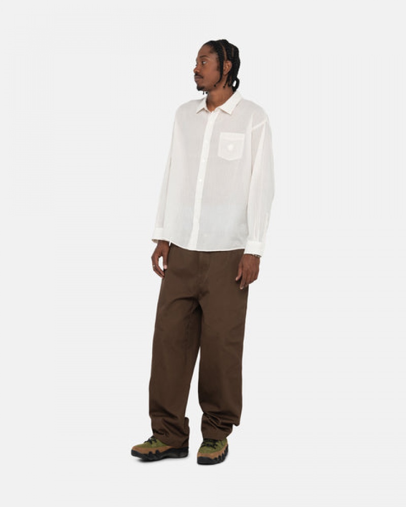 White Men's Stussy Light Weight Classic Shirts KSA | HLC-2356