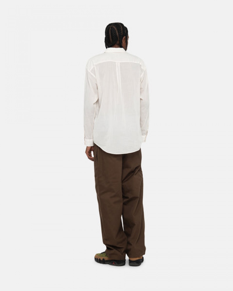 White Men's Stussy Light Weight Classic Shirts KSA | HLC-2356